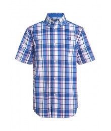 Chaps Blue/White Plaid Short Sleeve Shirt